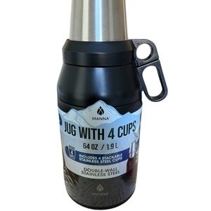 Manna Black and Silver Jug with 4 Cups